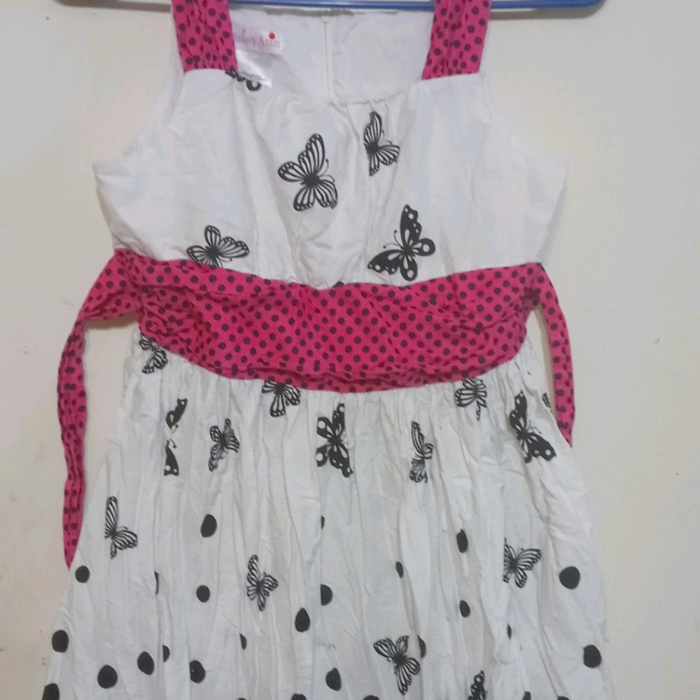Girl black, white and pink dress